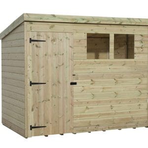 Empire 1500 9x8 Pent Garden Shed with Left Side Single Door With 2 Windows